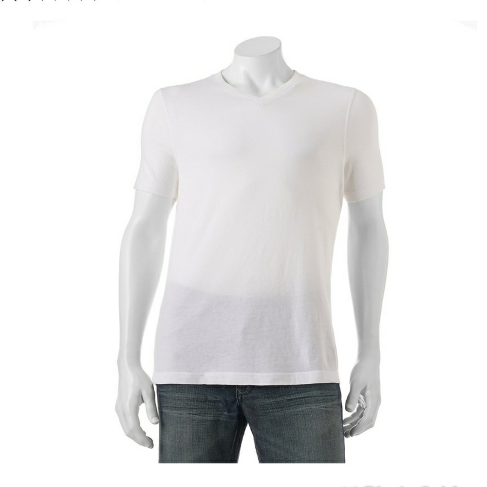 NWTS Men's Helix Cotton Blend White Burnout V-Neck Short Sleeve Tee Shirt XXL